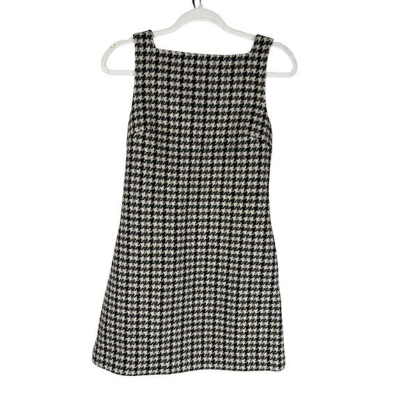 Theory High Square Neck Mini Dress 100% Wool Houndstooth Preppy Chic Office Sz 0 - Picture 4 of 10